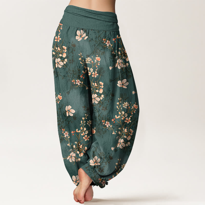 Pantalon harem taille élastique en pur coton à motif fleurs de cerisier et Buddha Stones - image 9