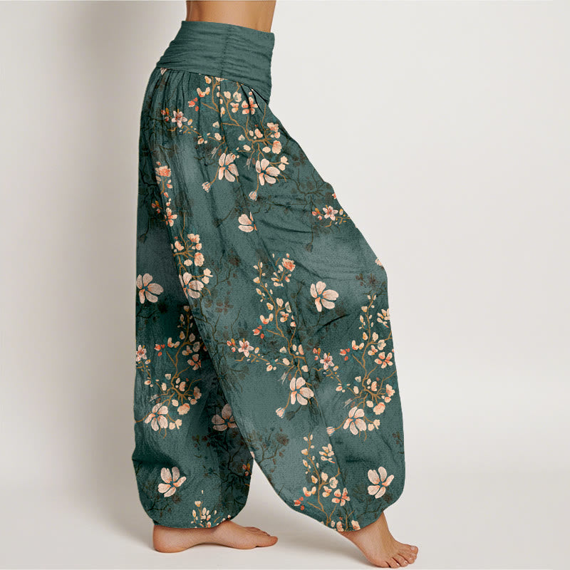 Pantalon harem taille élastique en pur coton à motif fleurs de cerisier et Buddha Stones - image 10