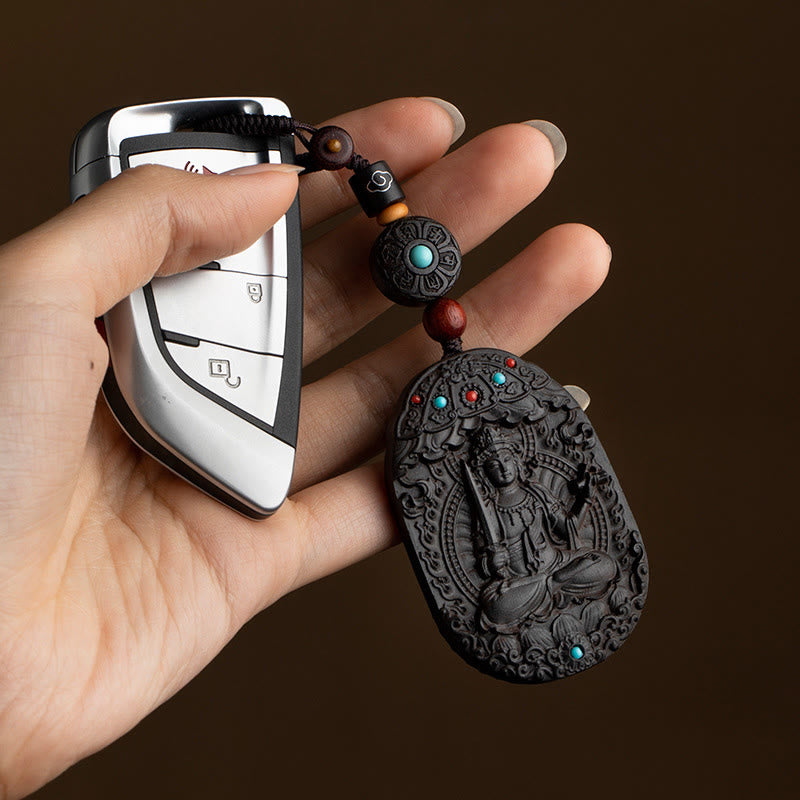 Buddha Stones, Zodiaque chinois, Bouddha natal, Année du Cheval, Om Mani Padme Hum, Lotus, Bénédiction en ébène, Porte-clés - image 10