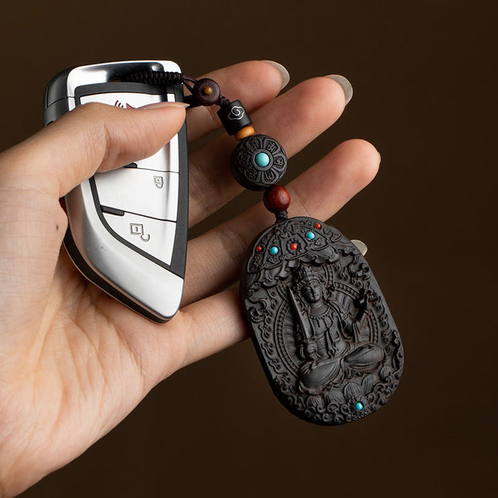 Buddha Stones, Zodiaque chinois, Bouddha natal, Année du Cheval, Om Mani Padme Hum, Lotus, Bénédiction en ébène, Porte-clés - image 10