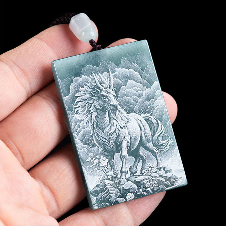 Buddha Stones Année du Cheval Zodiaque chinois Gravure Jade Collier Pendentifs Abondance - image 1