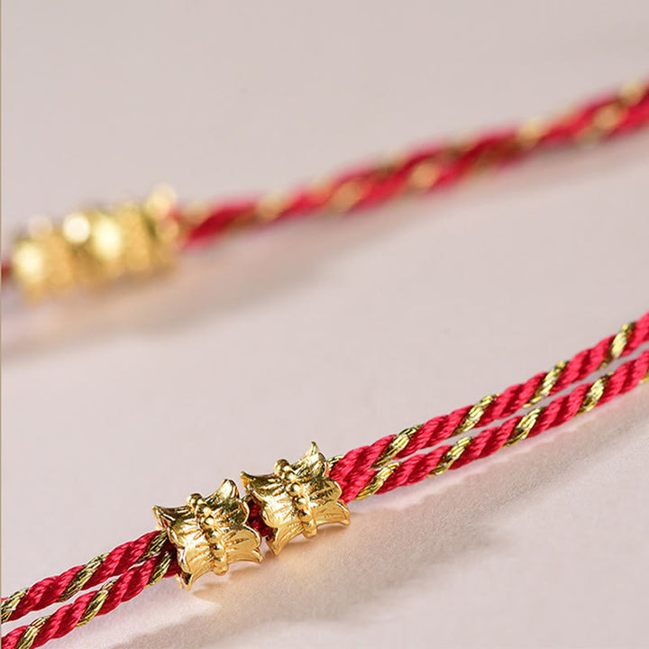 Bracelet en corde tressée à la main, Buddha Stones, de pièces des Cinq Empereurs et d'une balance en cuivre.  - image 12