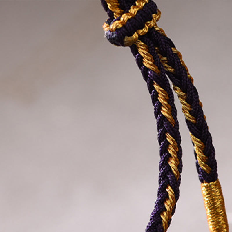 Bracelet porte-bonheur en cuivre, améthyste, cinabre, noir et rouge, orné de Buddha Stones et de pièces des Cinq Empereurs. - image 4