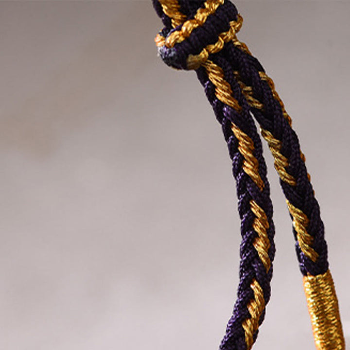 Bracelet porte-bonheur en cuivre, améthyste, cinabre, noir et rouge, orné de Buddha Stones et de pièces des Cinq Empereurs. - image 4