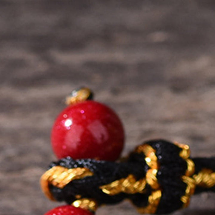 Bracelet porte-bonheur en cuivre, améthyste, cinabre, noir et rouge, orné de Buddha Stones et de pièces des Cinq Empereurs. - image 21
