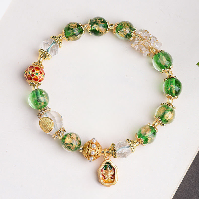 Bracelet en Buddha Stones, verre Liuli, argent sterling 925 et cuivre, pour éloigner les mauvais esprits - Liuli Glass en argent sterling 925 (Tour de poignet : 16-17 cm) - image 0