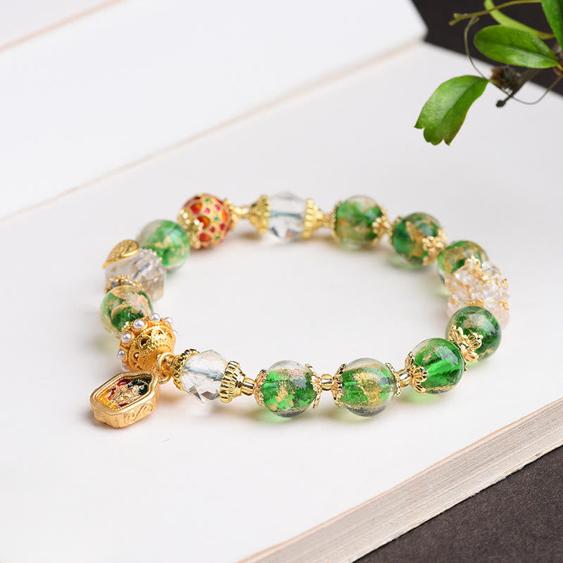 Bracelet en Buddha Stones, verre Liuli, argent sterling 925 et cuivre, pour éloigner les mauvais esprits - image 1