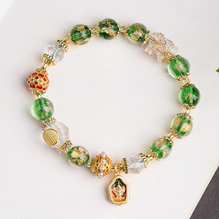 Bracelet en Buddha Stones, verre Liuli, argent sterling 925 et cuivre, pour éloigner les mauvais esprits - Liuli Glass en argent sterling 925 (Tour de poignet : 16-17 cm) - image 0