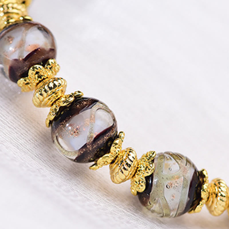 Bracelet de bénédiction en Buddha Stones , verre Liuli et perles Dzi - image 16