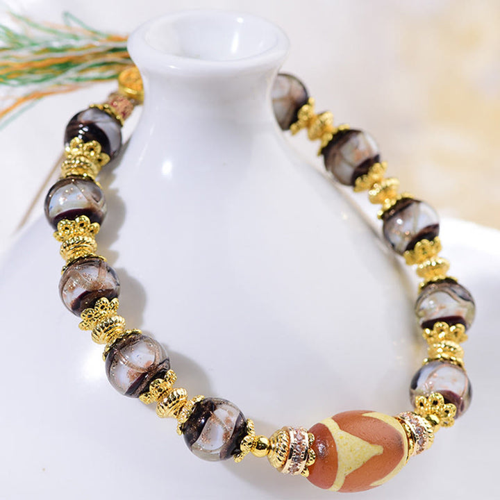 Bracelet de bénédiction en Buddha Stones , verre Liuli et perles Dzi - image 13