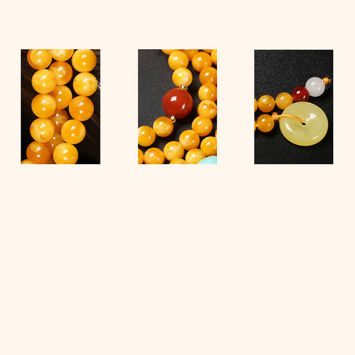Buddha Stones Mala de 108 perles avec boucle de paix et chat porte-bonheur en ambre. - image 10