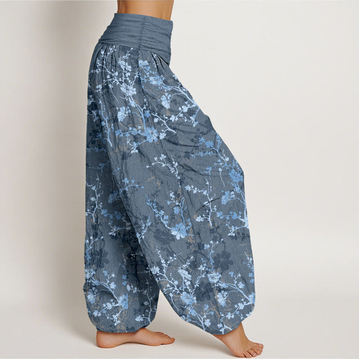 Pantalon harem à taille élastique pour femme, en pur coton, Buddha Stones, de fleurs épanouies, de branches et de feuilles - image 10