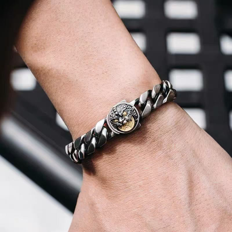 Bracelet porte-bonheur en cuivre et Buddha Stones PiXiu - PiXiu en cuivre (Tour de poignet : 21-22 cm) - image 0