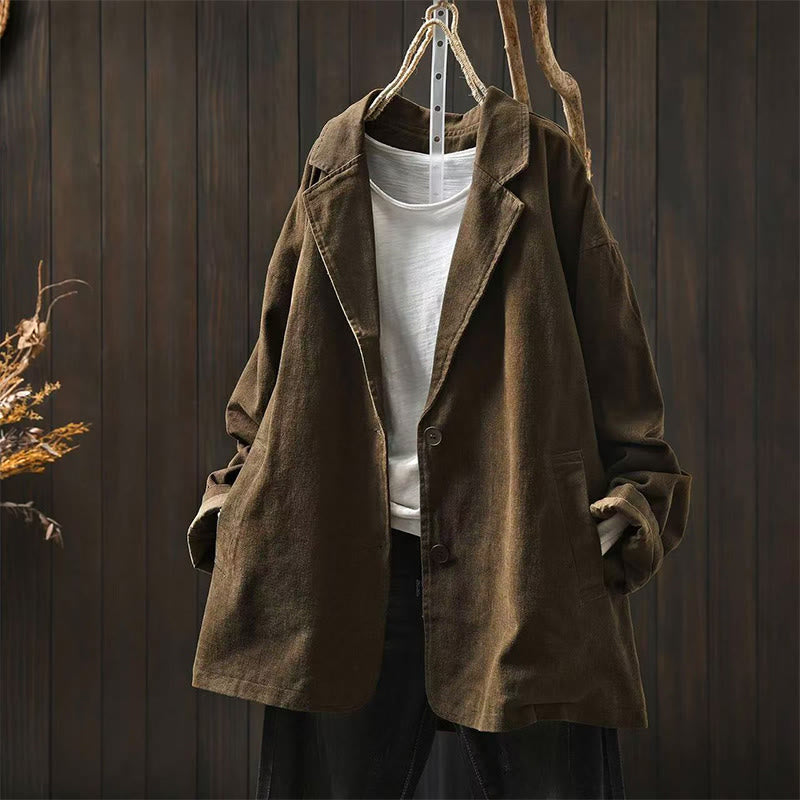 Veste mi-longue à manches longues et poches, ornée de boutons et de Buddha Stones pour le printemps et l'automne. - SaddleBrown - US4-8/10，UK/AU8-12/14，EU36-40/42 (F) - image 12