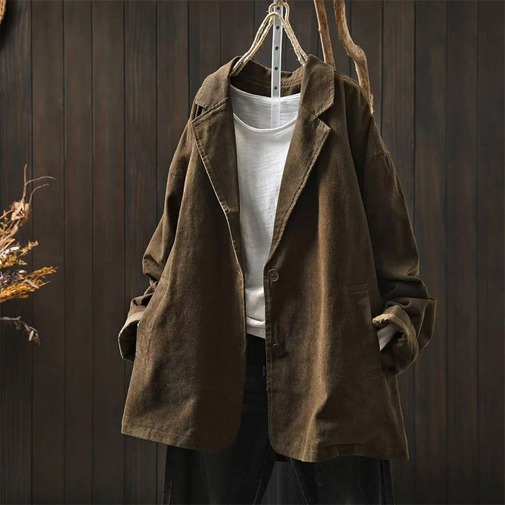 Veste mi-longue à manches longues et poches, ornée de boutons et de Buddha Stones pour le printemps et l'automne. - SaddleBrown - US4-8/10，UK/AU8-12/14，EU36-40/42 (F) - image 12
