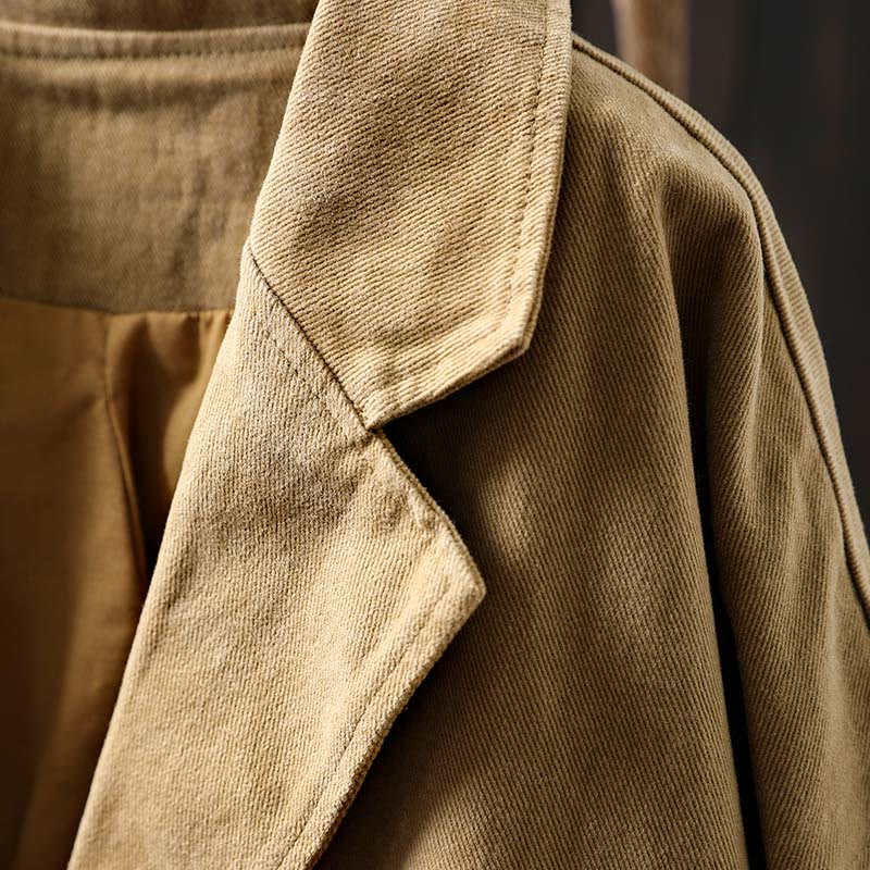 Veste mi-longue en coton avec poches, à boutons, col à revers, manches longues et poches , Buddha Stones pour le printemps et l'automne. - image 5