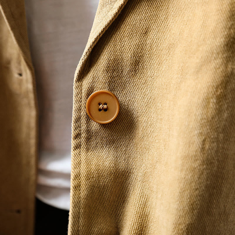 Veste mi-longue en coton avec poches, à boutons, col à revers, manches longues et poches , Buddha Stones pour le printemps et l'automne. - image 8