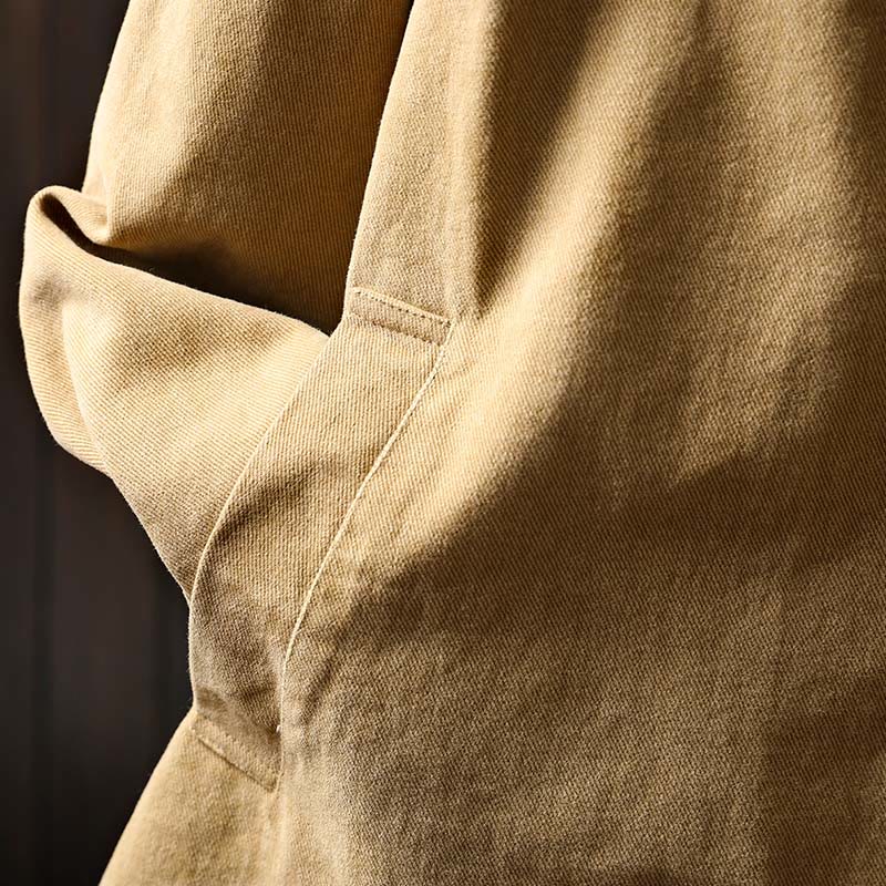 Veste mi-longue en coton avec poches, à boutons, col à revers, manches longues et poches , Buddha Stones pour le printemps et l'automne. - image 7