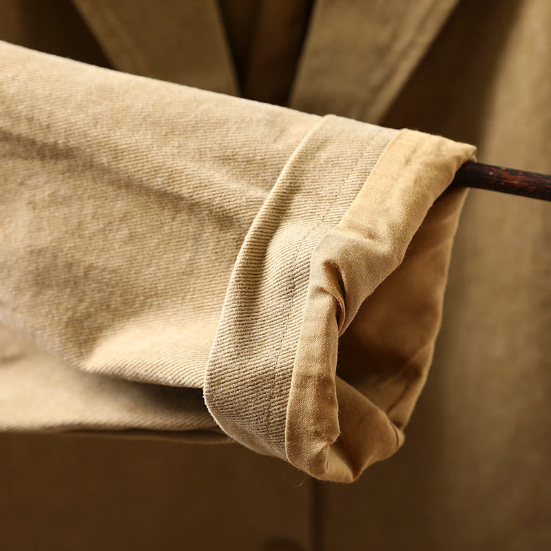 Veste mi-longue en coton avec poches, à boutons, col à revers, manches longues et poches , Buddha Stones pour le printemps et l'automne. - image 10