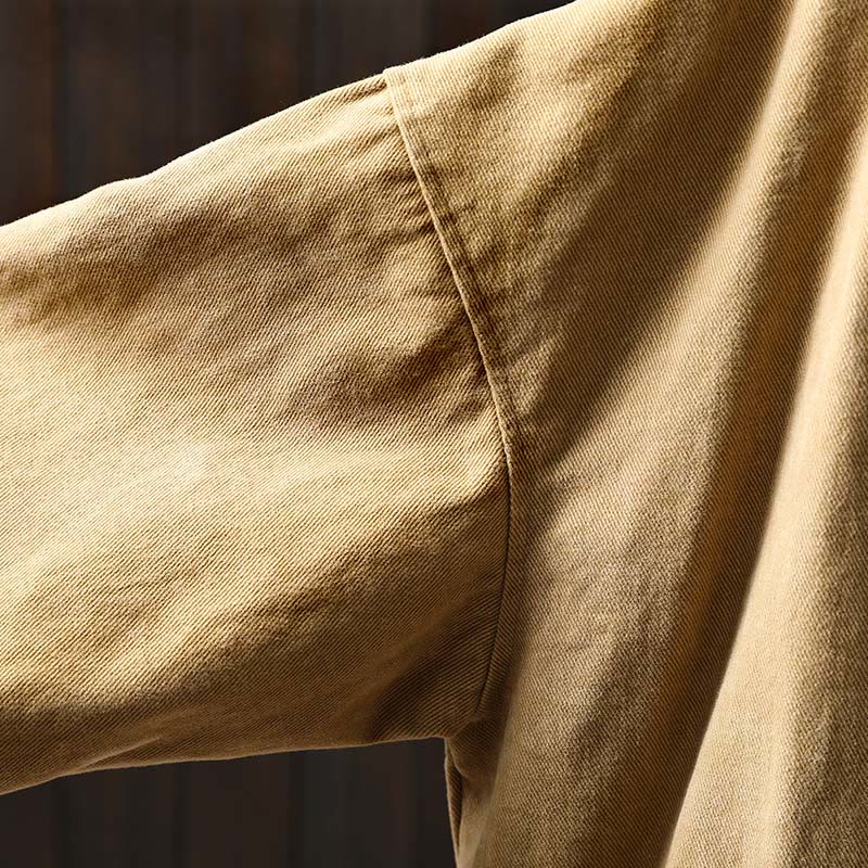 Veste mi-longue en coton avec poches, à boutons, col à revers, manches longues et poches , Buddha Stones pour le printemps et l'automne. - image 9