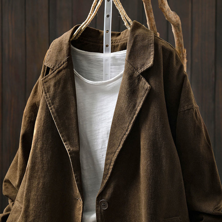 Veste mi-longue en coton avec poches, à boutons, col à revers, manches longues et poches , Buddha Stones pour le printemps et l'automne. - image 13