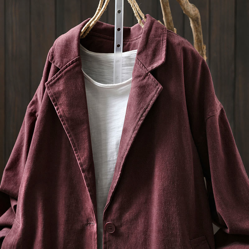 Veste mi-longue en coton avec poches, à boutons, col à revers, manches longues et poches , Buddha Stones pour le printemps et l'automne. - image 17