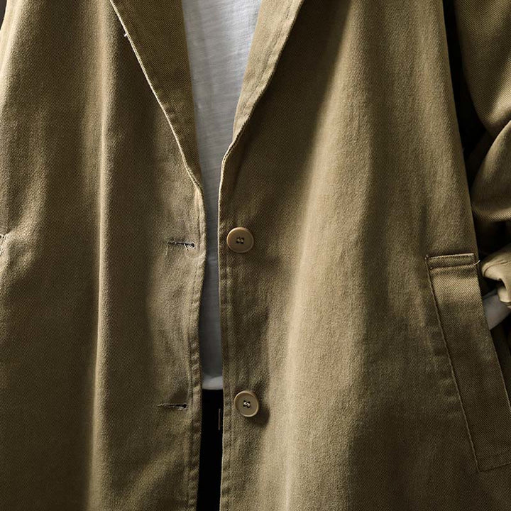 Veste mi-longue en coton avec poches, à boutons, col à revers, manches longues et poches , Buddha Stones pour le printemps et l'automne. - image 26