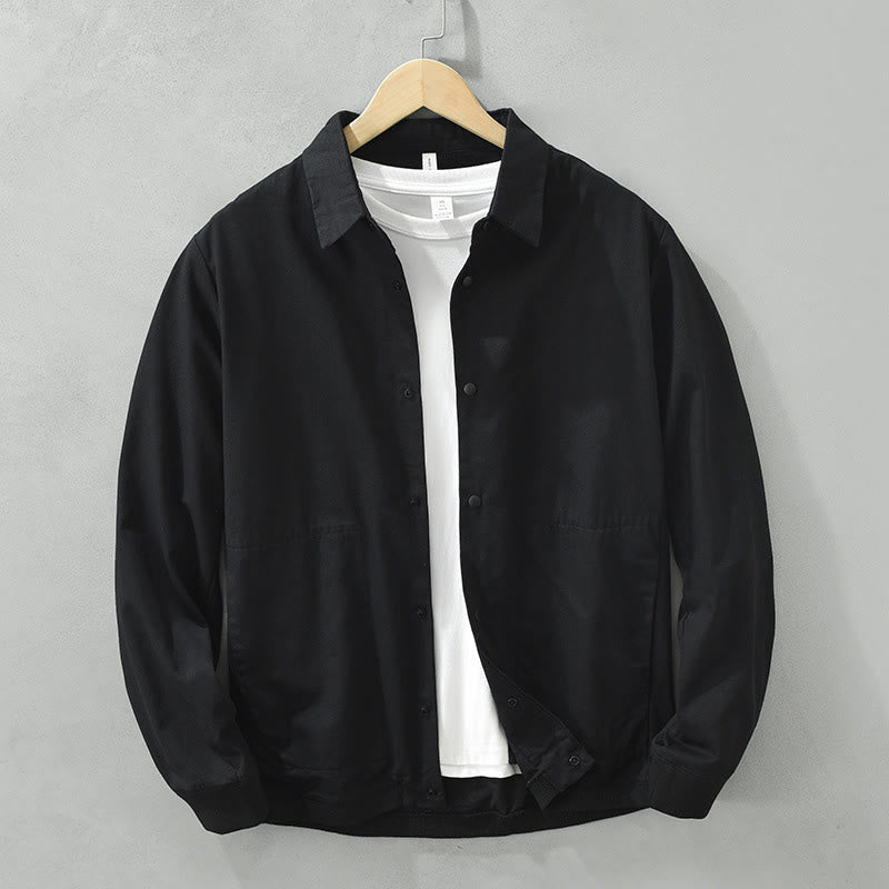 Chemise homme en coton à manches longues et col montant, motif Buddha Stones, couleur unie simple. - Noir - US/UK/AU42，EU52 (3XL) - image 12