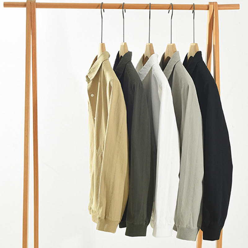 Chemise homme en coton à manches longues et col montant, motif Buddha Stones, couleur unie simple. - image 20