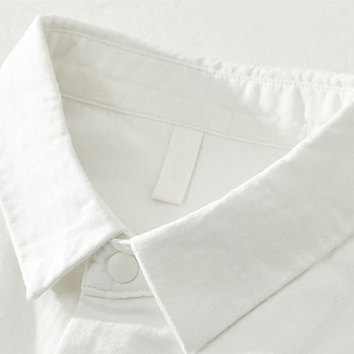 Chemise homme en coton à manches longues et col montant, motif Buddha Stones, couleur unie simple. - image 15