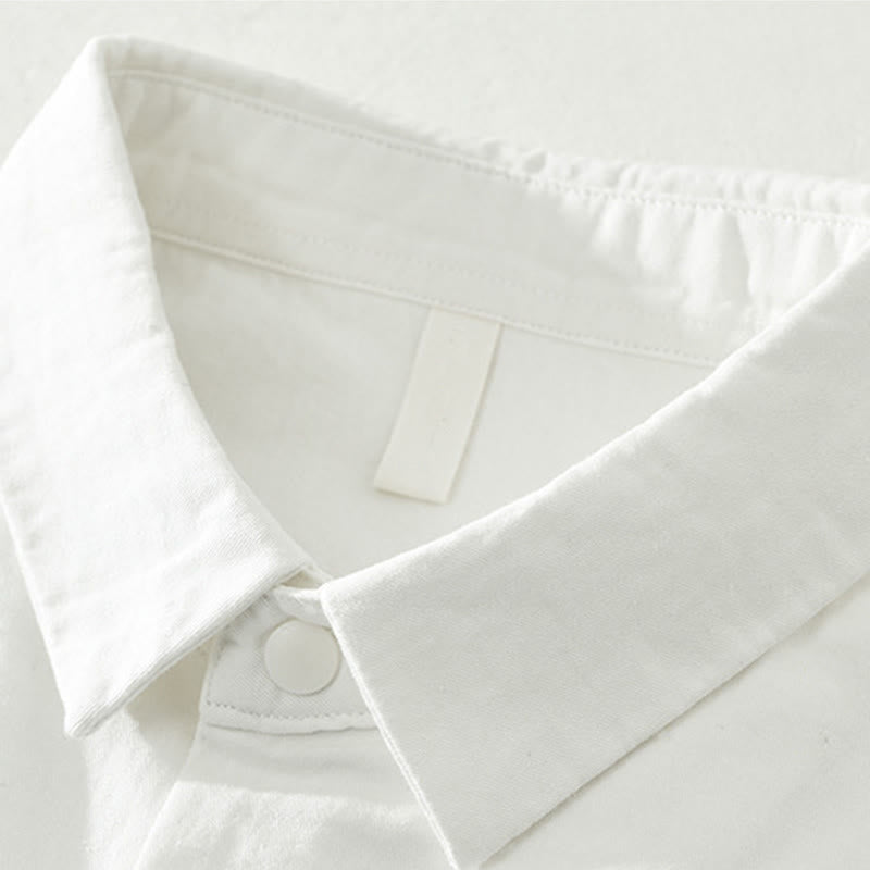 Chemise homme en coton à manches longues et col montant, motif Buddha Stones, couleur unie simple. - image 15