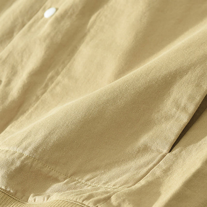 Chemise homme en coton à manches longues et col montant, motif Buddha Stones, couleur unie simple. - image 2