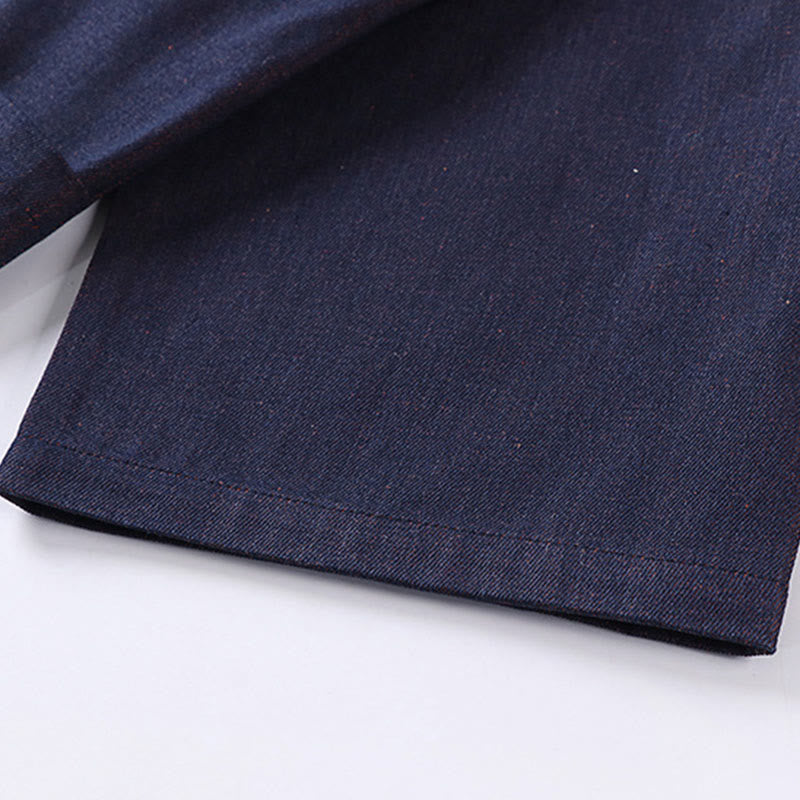 Veste kimono en denim et coton pour homme, à lacets, manches trois-quarts, motif Buddha Stones. - image 9