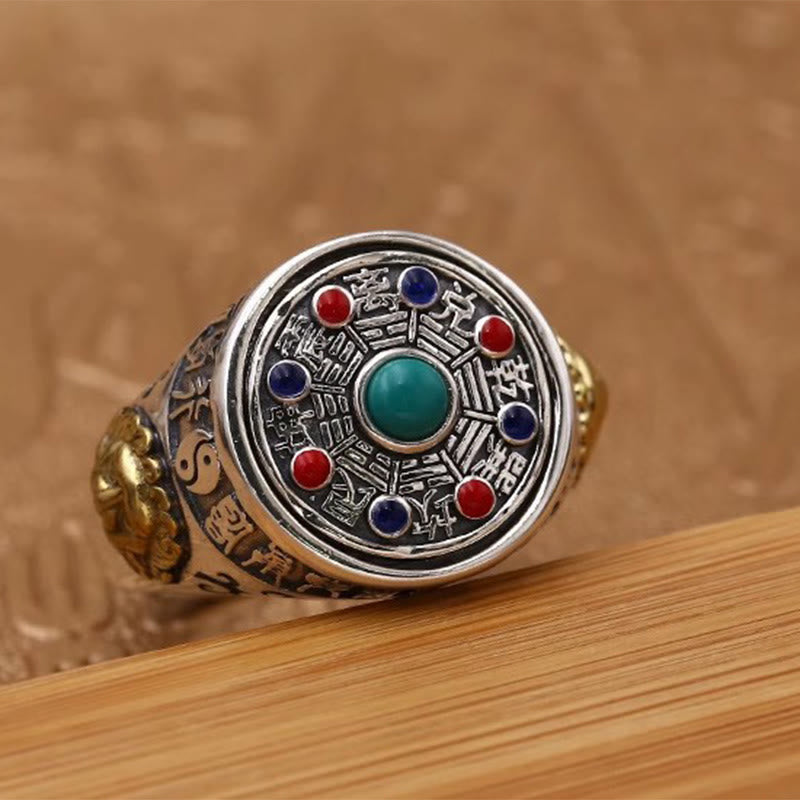 Buddha Stones, Bagua en cuivre, pièces de cuivre, bague rotative et ajustable porte-bonheur - image 2