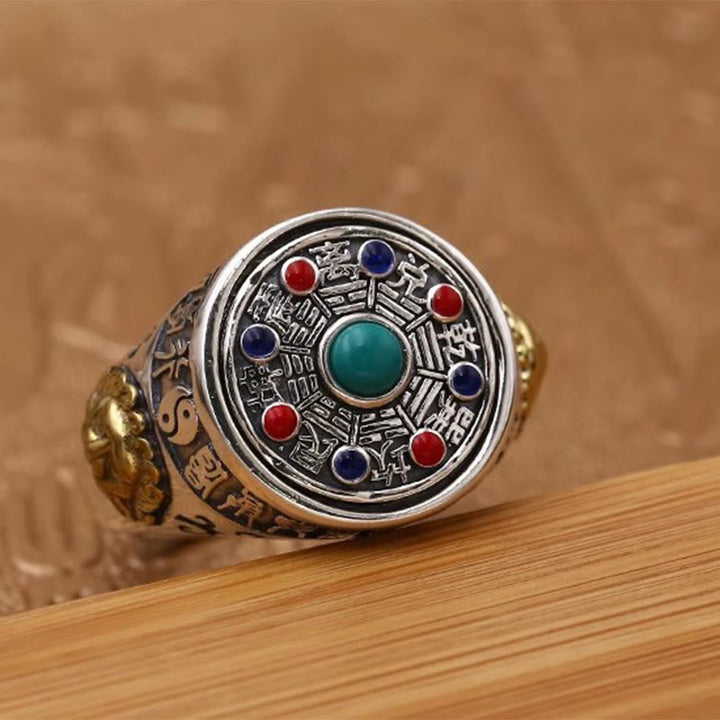 Buddha Stones, Bagua en cuivre, pièces de cuivre, bague rotative et ajustable porte-bonheur - image 2
