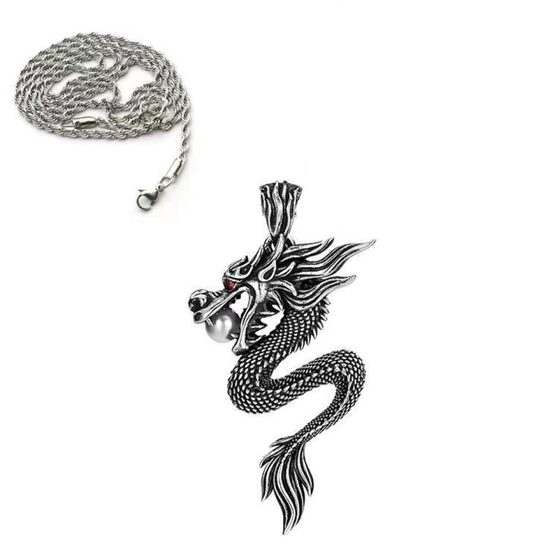 Collier pendentif en cuivre avec dragon et Buddha Stones, symbole d'équilibre et de chance. - Dragon de cuivre à chaîne torsadée - image 11