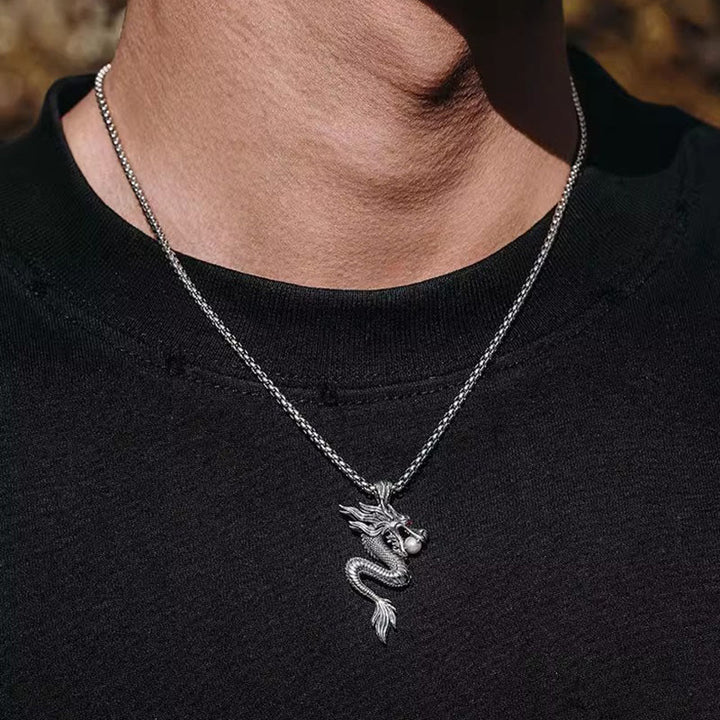 Collier pendentif en cuivre avec dragon et Buddha Stones, symbole d'équilibre et de chance. - image 4