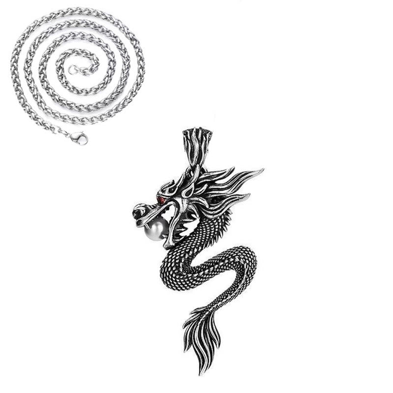 Collier pendentif en cuivre avec dragon et Buddha Stones, symbole d'équilibre et de chance. - Dragon de cuivre avec chaîne de blé - image 12
