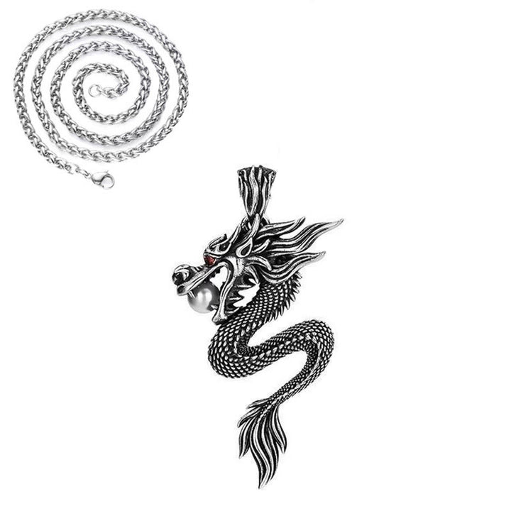 Collier pendentif en cuivre avec dragon et Buddha Stones, symbole d'équilibre et de chance. - Dragon de cuivre avec chaîne de blé - image 12