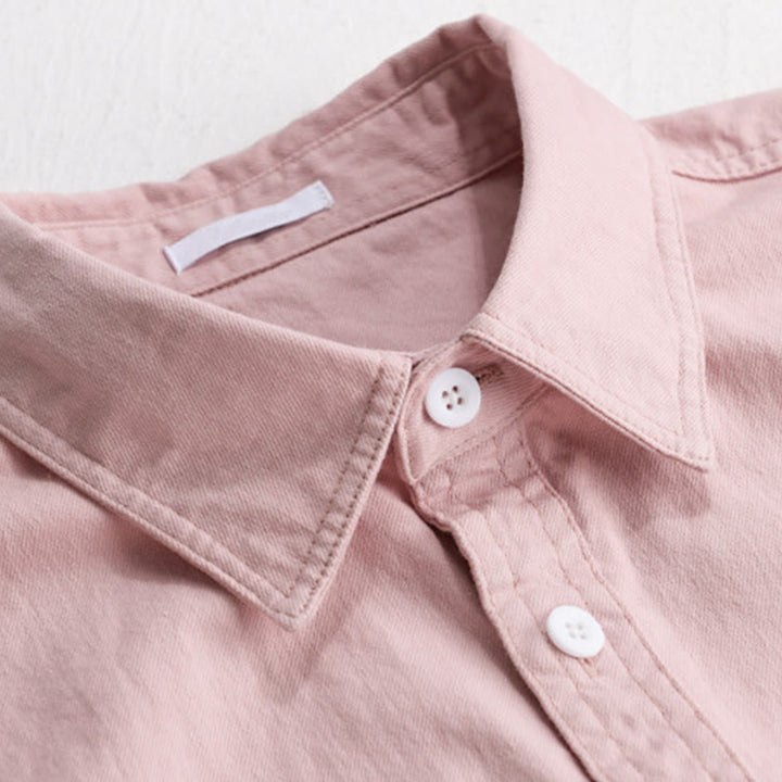 Chemise homme en coton à manches longues et col montant, ornée de boutons en forme de Buddha Stones et d'une poche décorative. - image 3