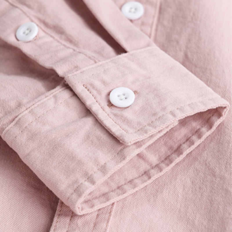 Chemise homme en coton à manches longues et col montant, ornée de boutons en forme de Buddha Stones et d'une poche décorative. - image 7