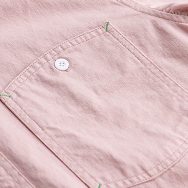 Chemise homme en coton à manches longues et col montant, ornée de boutons en forme de Buddha Stones et d'une poche décorative. - image 6