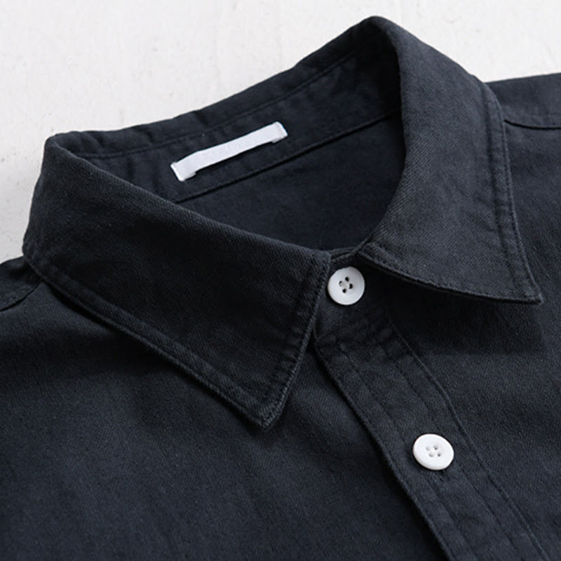 Chemise homme en coton à manches longues et col montant, ornée de boutons en forme de Buddha Stones et d'une poche décorative. - image 10