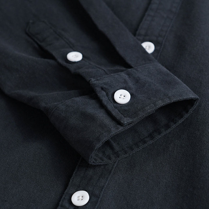 Chemise homme en coton à manches longues et col montant, ornée de boutons en forme de Buddha Stones et d'une poche décorative. - image 14