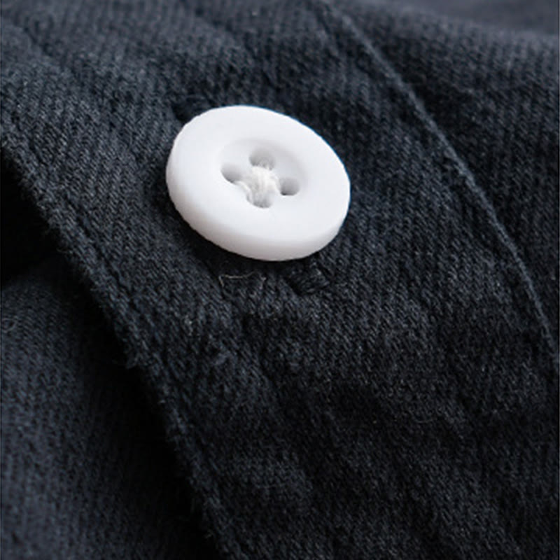 Chemise homme en coton à manches longues et col montant, ornée de boutons en forme de Buddha Stones et d'une poche décorative. - image 12