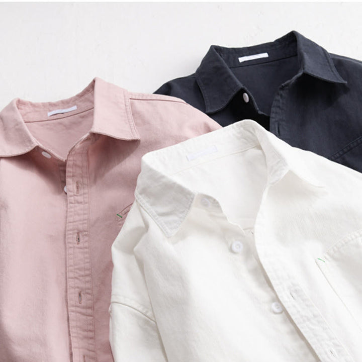 Chemise homme en coton à manches longues et col montant, ornée de boutons en forme de Buddha Stones et d'une poche décorative. - image 20