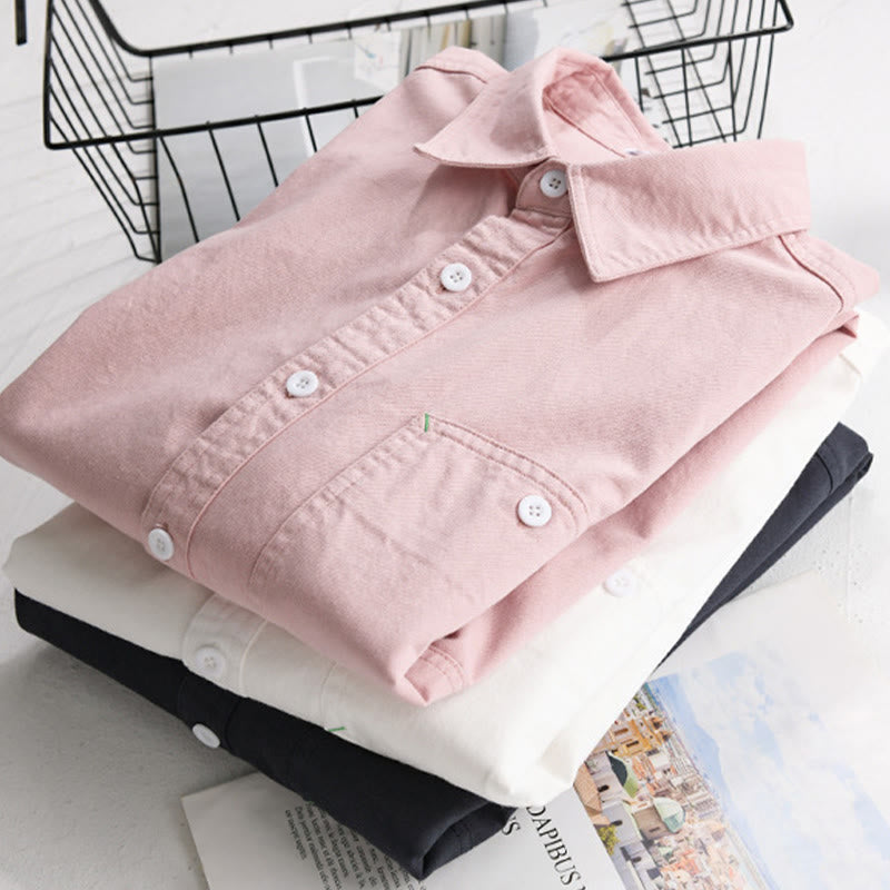 Chemise homme en coton à manches longues et col montant, ornée de boutons en forme de Buddha Stones et d'une poche décorative. - image 1