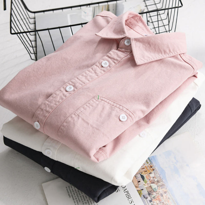 Chemise homme en coton à manches longues et col montant, ornée de boutons en forme de Buddha Stones et d'une poche décorative. - image 1