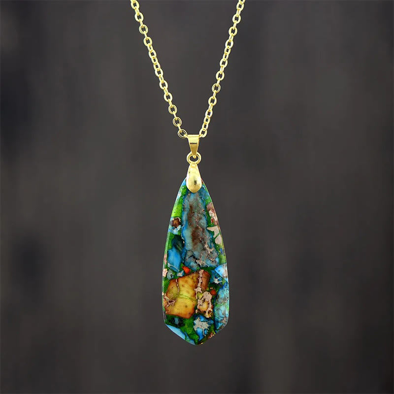 Buddha Stones, Pierres de l'Empereur, Colliers et Pendentifs du Bonheur - Chaîne en or avec pierre bleue de l'Empereur - image 6