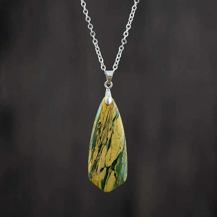 Buddha Stones, Pierres de l'Empereur, Colliers et Pendentifs du Bonheur - Pierre de l'Empereur Jaune Chaîne Blanche - image 0